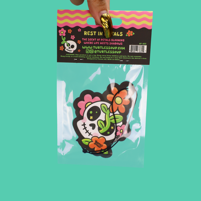 Skull Flowers Rest in Petals Halloween Air Freshener