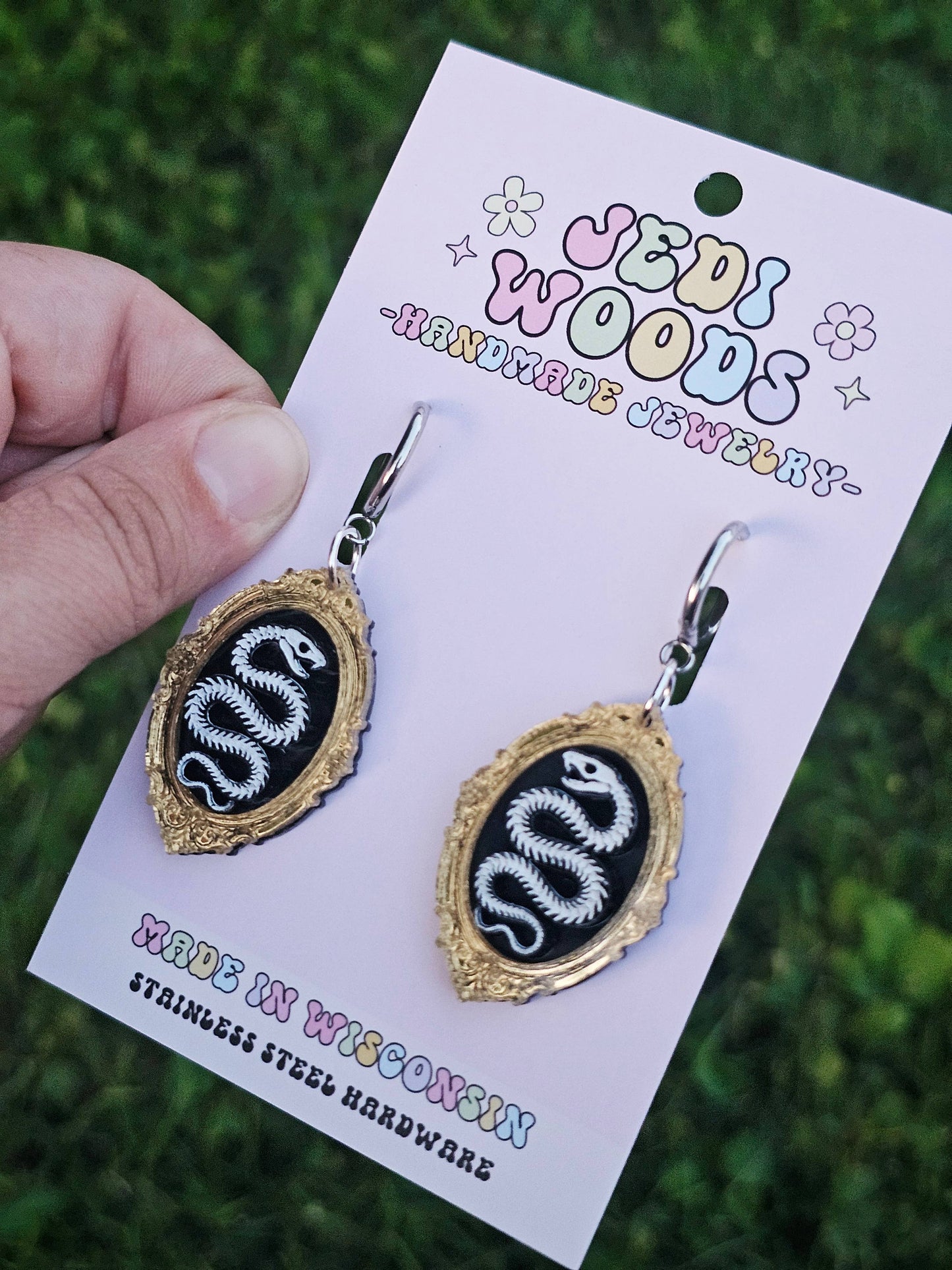 Snake Skeleton Oddities Frame Earrings (Gauge Friendly)