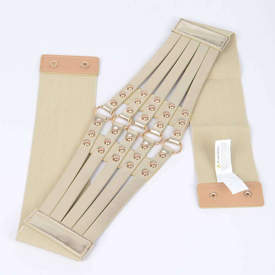 Metallic PU Metal Studded Corset Plus Size Elastic Belt