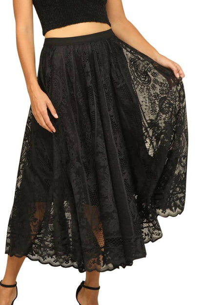 Elegant Floral Lace Long Skirt