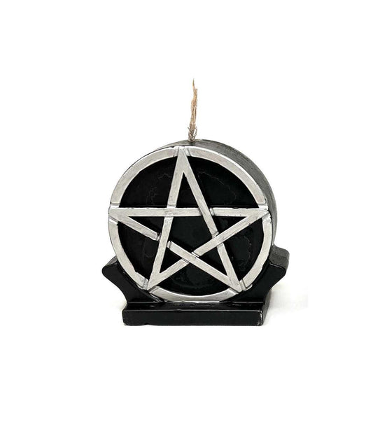Candle Pentacle Black Silver Candle