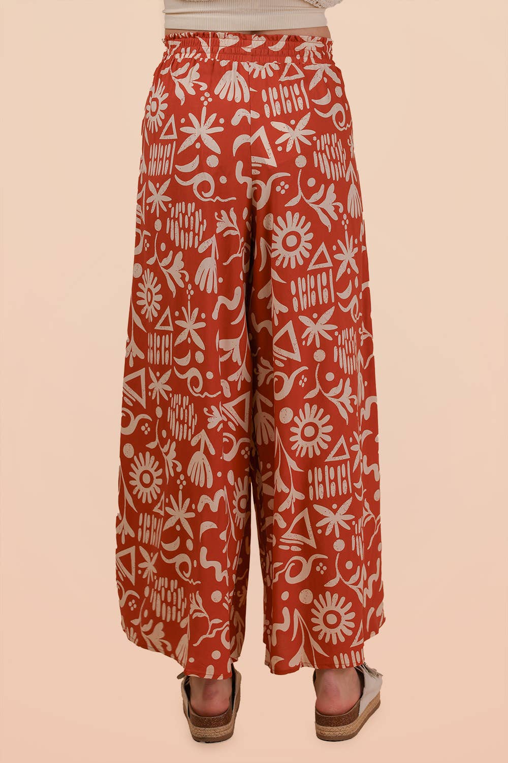 NP70715-Printed Wide Leg Long Pants