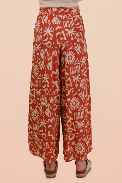 NP70715-Printed Wide Leg Long Pants