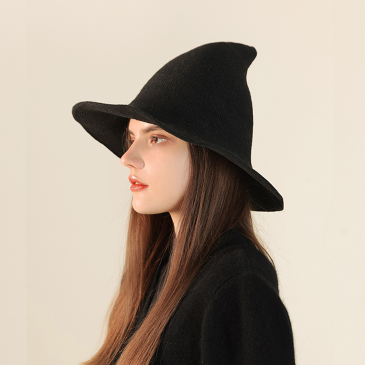 Classic Halloween Witch Hat Knit Pointed Top_CWAH3990
