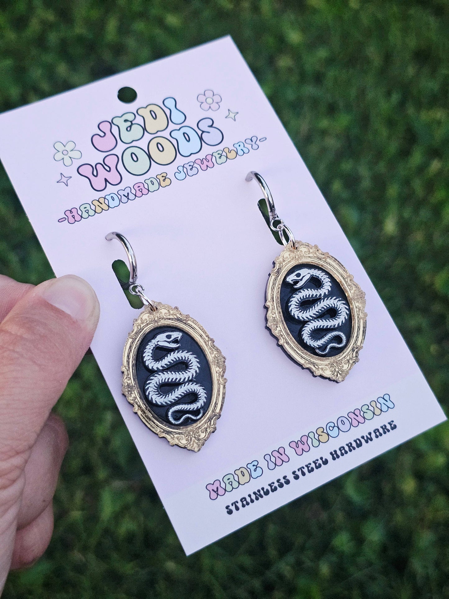 Snake Skeleton Oddities Frame Earrings (Gauge Friendly)
