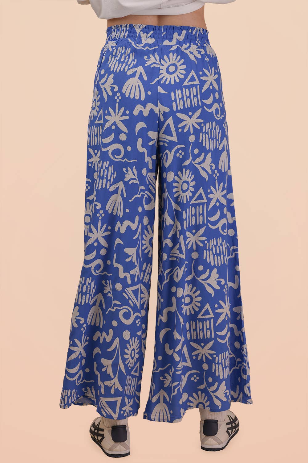 NP70715-Printed Wide Leg Long Pants