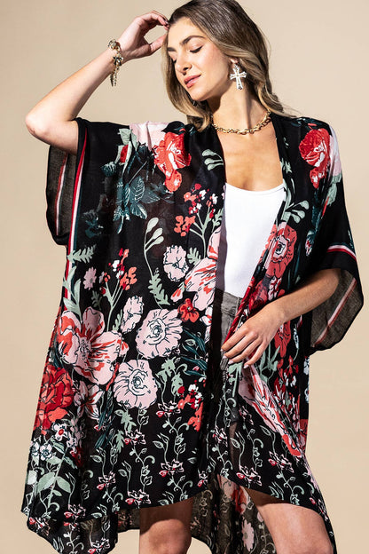 Red Flower Garden  Kimono