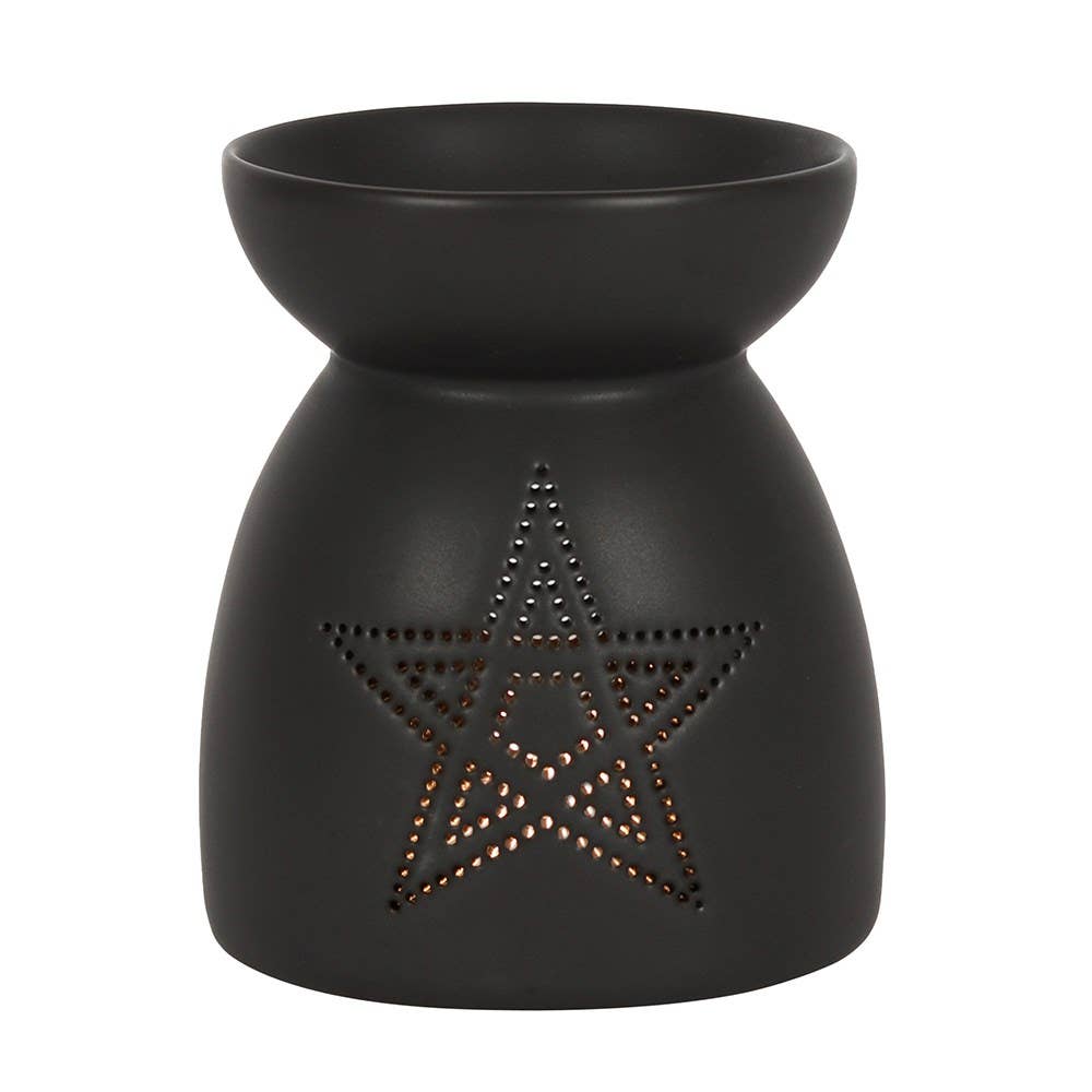 Gothic Black Pentagram Cut Out Oil Burner and Wax Warmer