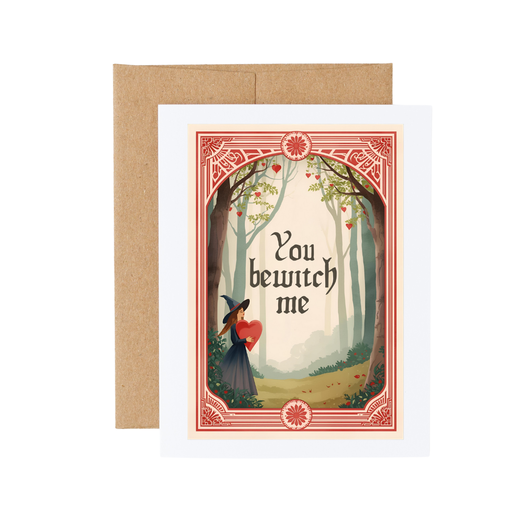 You Bewitch Me Fantasy Forest Witch Valentine Card 