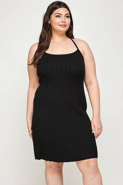 Pleated Knit Fit and Flare Dress | Plus