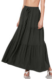 Tiered Ruffle Raw Hem Maxi Skirt