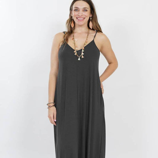 Onyx V Neck Cami Maxi Dress