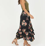 Floral Ruffle Maxi Skirt