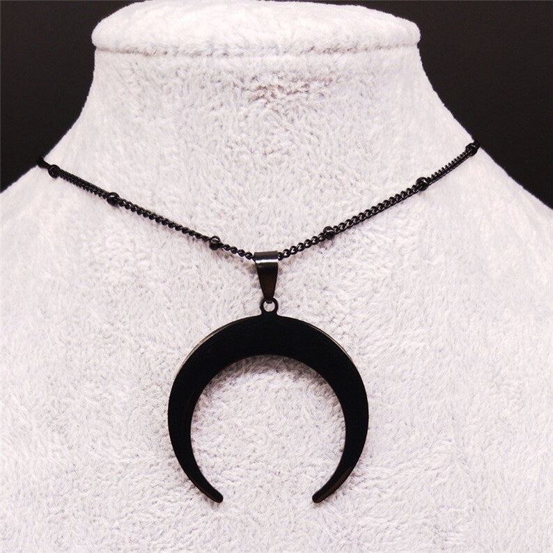 Double Horn Crescent Necklace