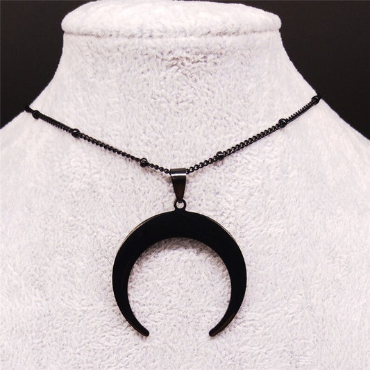 Double Horn Crescent Necklace
