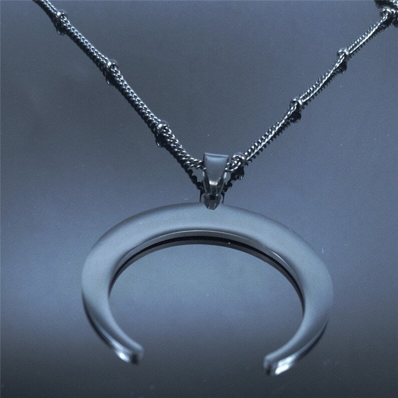 Double Horn Crescent Necklace