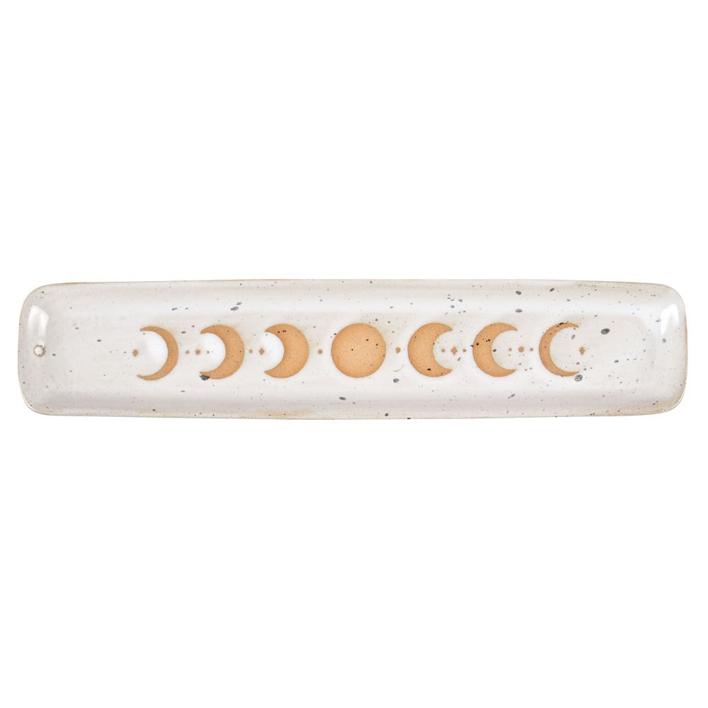 Moon Phases White Ceramic Incense Burner