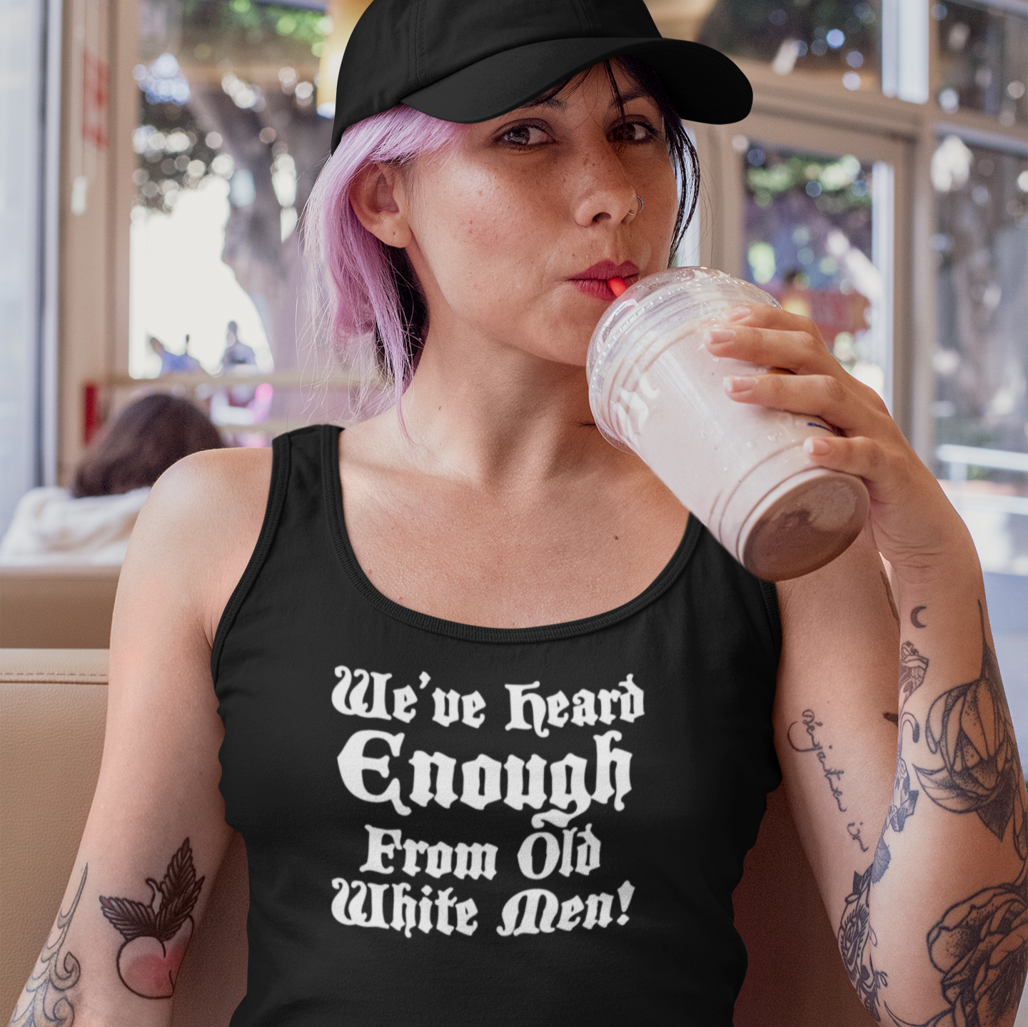 We've Heard Enough From Old White Men Racerback Tank