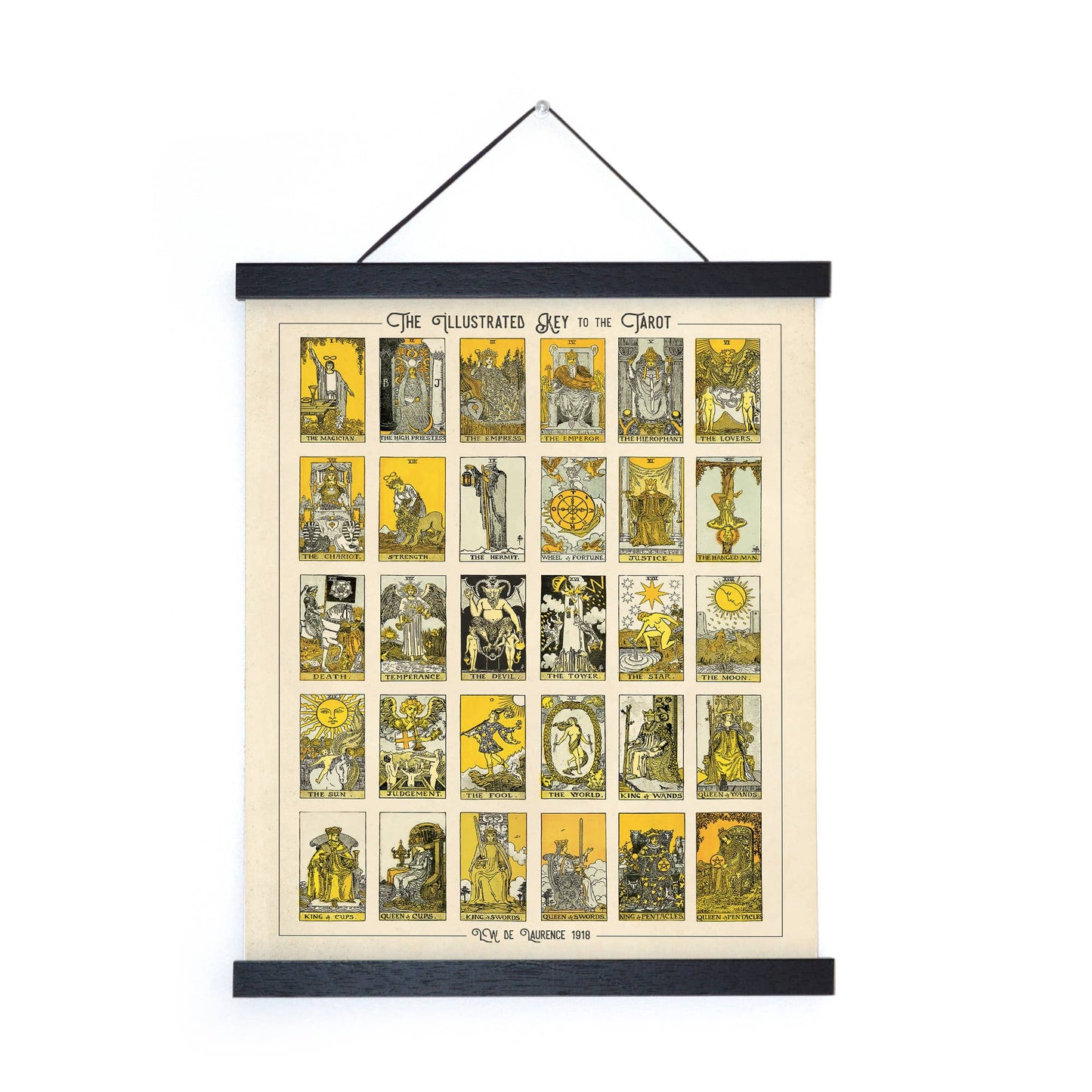 Vintage Tarot Card Chart Print w/  frame