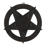 12 Inch Black Wood Pentagram Wall Plaque