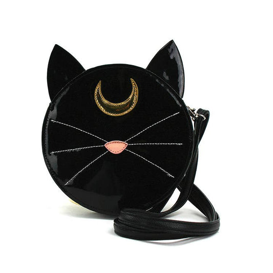 Mystical Black Cat Face Crossbody Bag