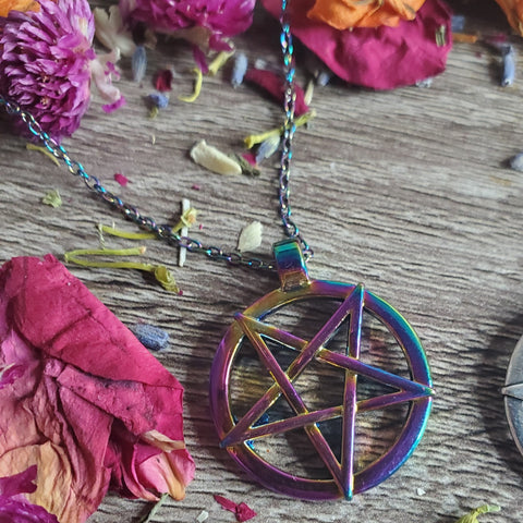 Pentagram Rainbow Plated Necklace