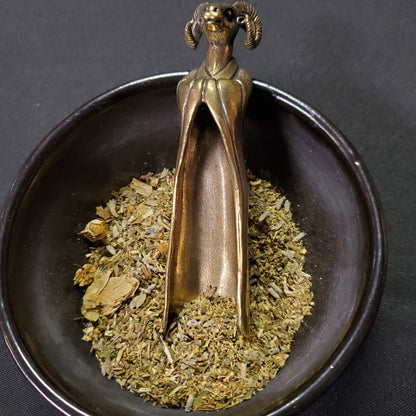 Brass Cloaked Ram Herb Spoon