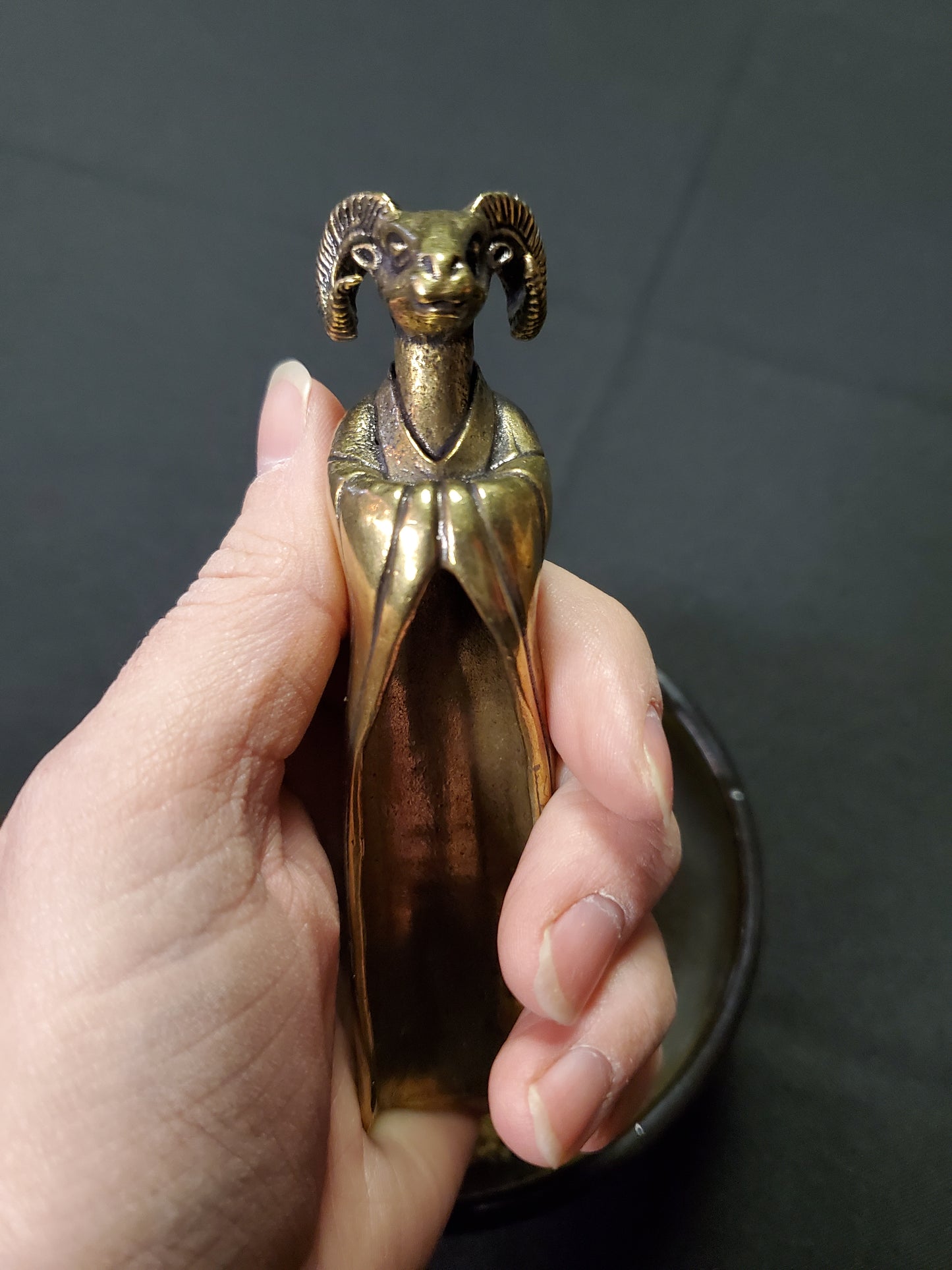 Brass Cloaked Ram Herb Spoon