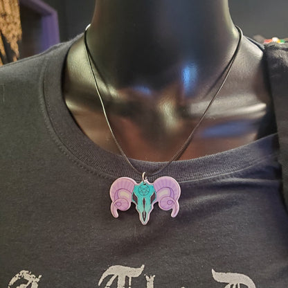 Pastel Ram Skull Necklace