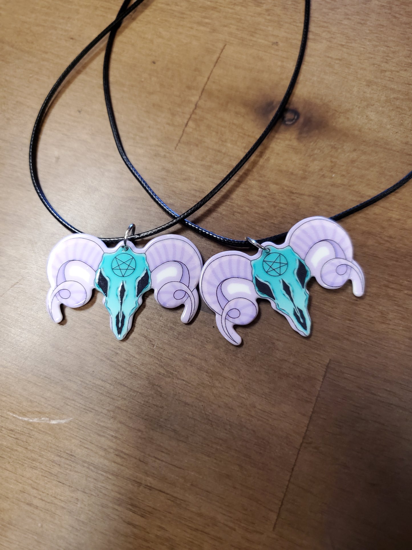 Pastel Ram Skull Necklace