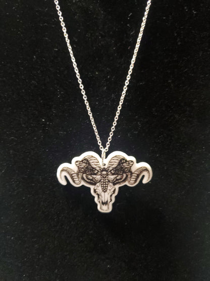 Steer Skull & Death's Head Moth Necklace