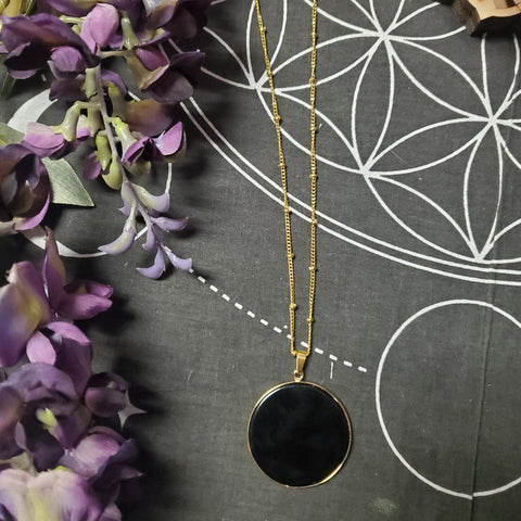 Obsidian Disc Necklace