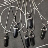 Obsidian Crystal Point Silver Necklace