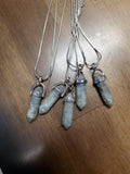 Gray Moonstone Crystal Point Silver Necklace