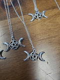 Triple Moon Pentacle Necklace