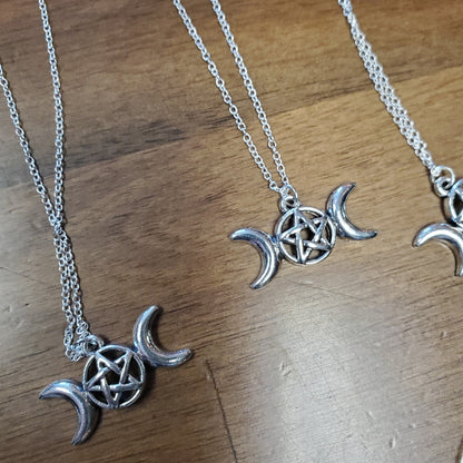 Triple Moon Pentacle Necklace