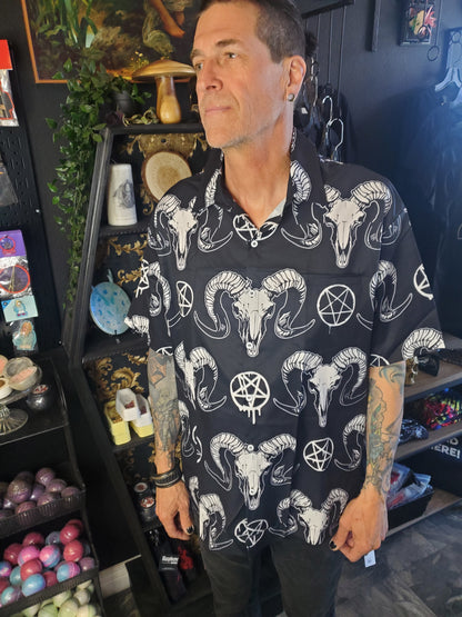 Ram Skull & Pentacle Button Up Shirt