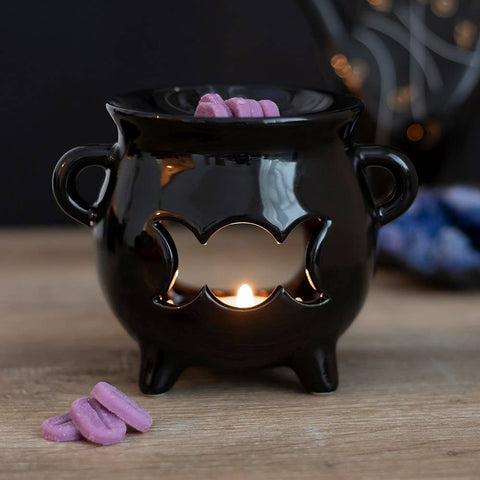 Gothic Triple Moon Cauldron Oil Burner and Wax Warmer
