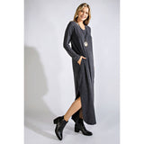 Mineral Washed Long Sleeve Maxi Dress