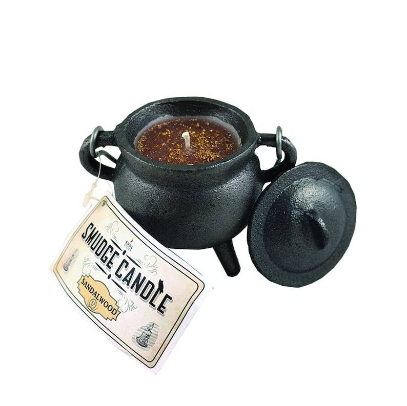 Sandalwood Smudge Candle in 4 inch Cast Iron Cauldron
