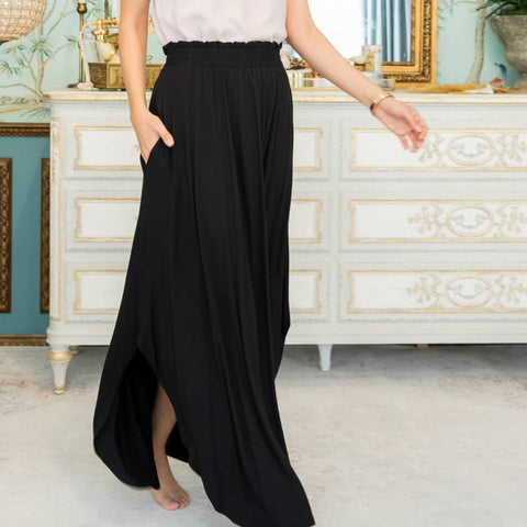 Solid Jersey Maxi Skirt with Pockets