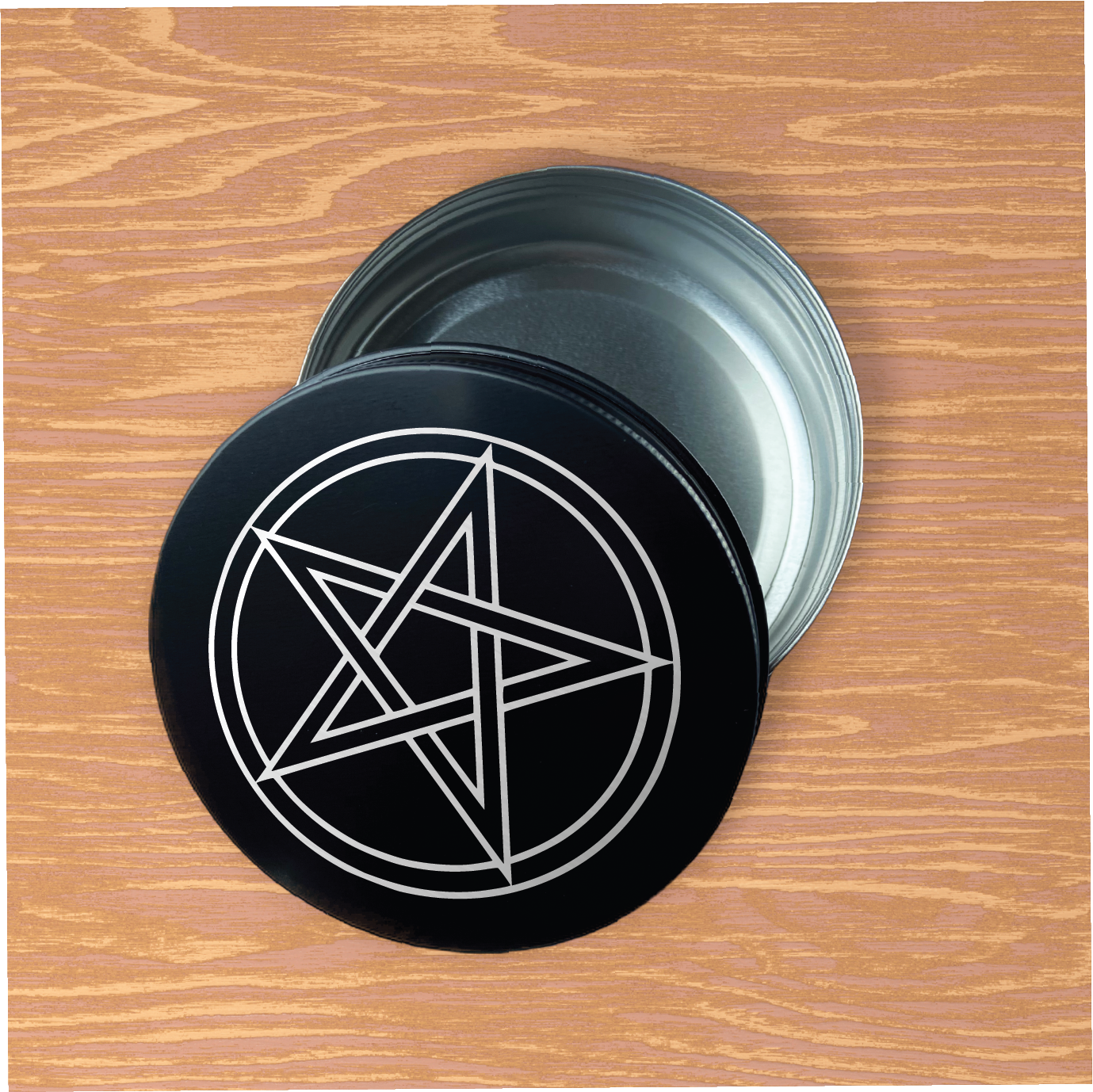 Pentagram Engraved 4oz metal herb stash/storage container