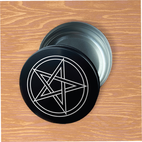 Pentagram Engraved 4oz metal herb stash/storage container