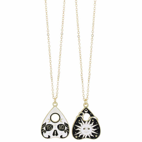 Tell My Fortune Black White Planchet Necklace