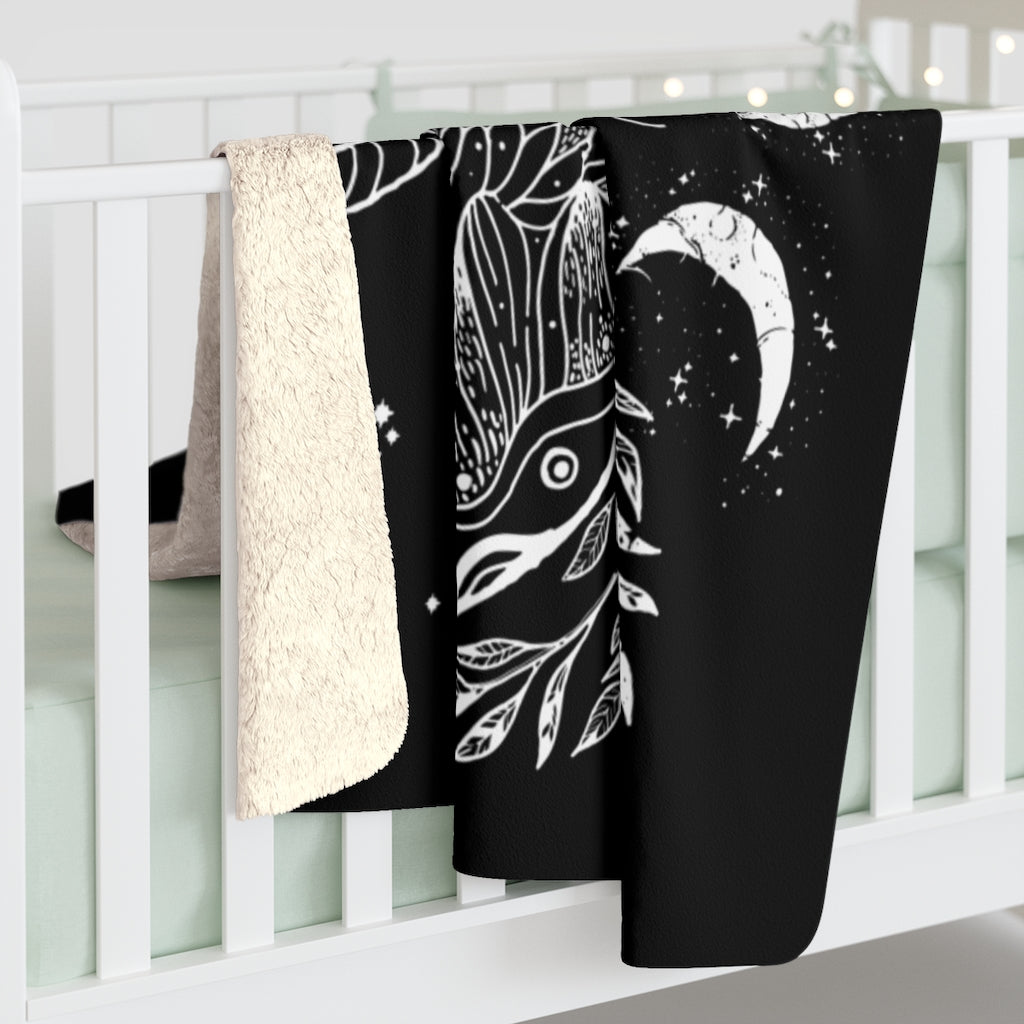 Lunar Moth Sherpa Fleece Blanket