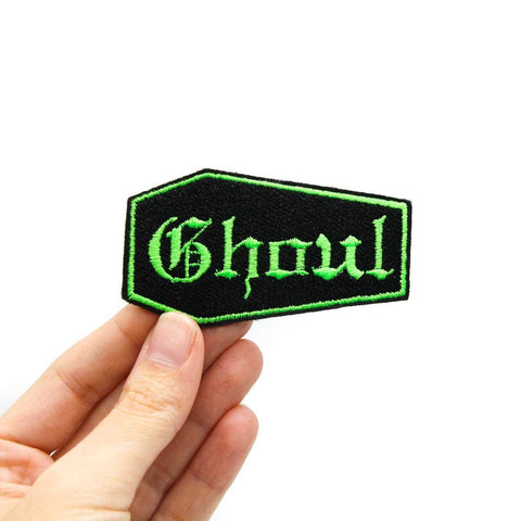 Gothic Coffin Ghoul Embroidered Iron On Patch