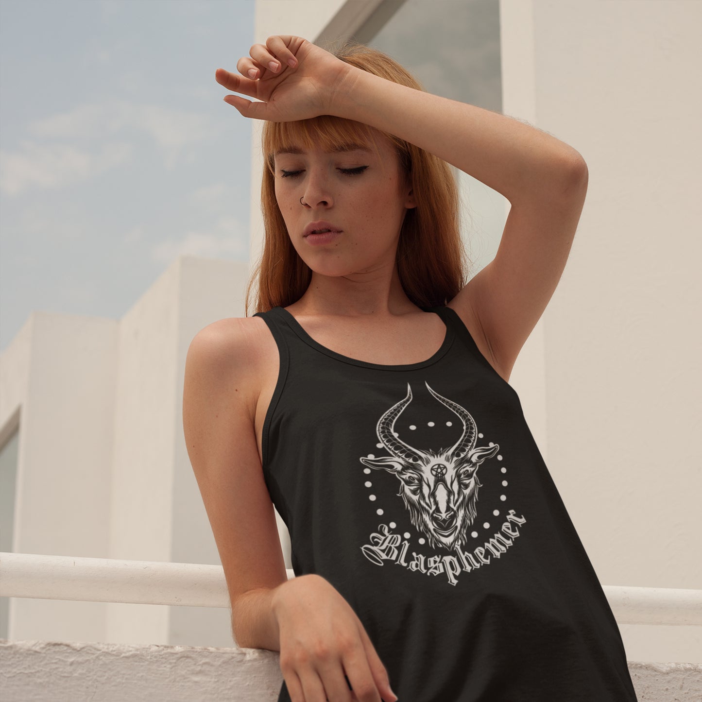 Blasphemer Goat Racerback Tank Top