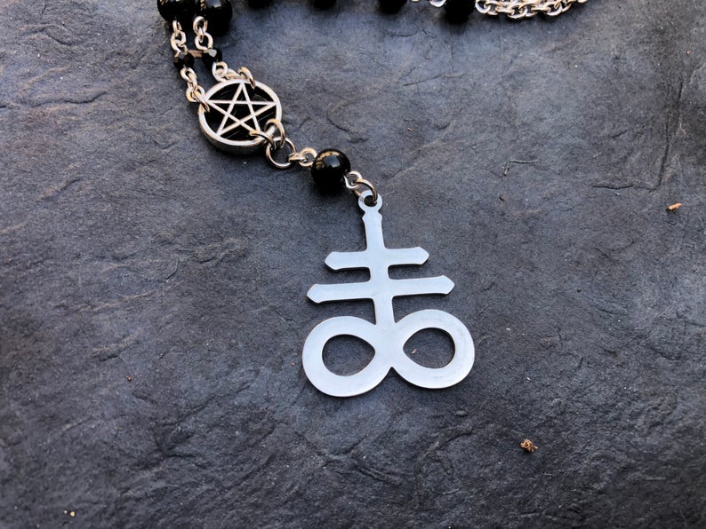 Lucifer Sigil - Leviathan Cross Rosary Necklace