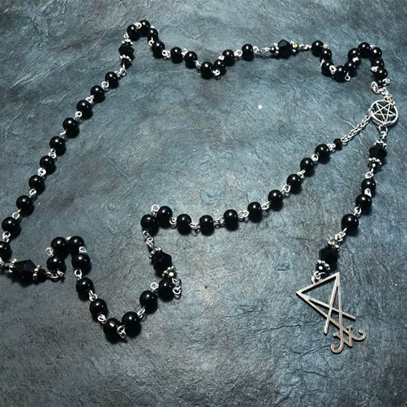 Lucifer Sigil - Leviathan Cross Rosary Necklace