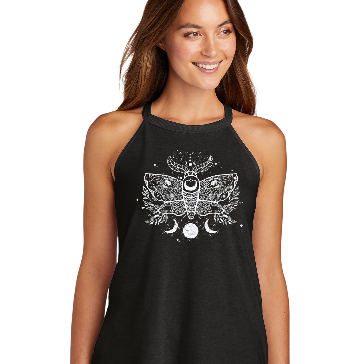 Lunar Moth High Neck Women's Tank Top